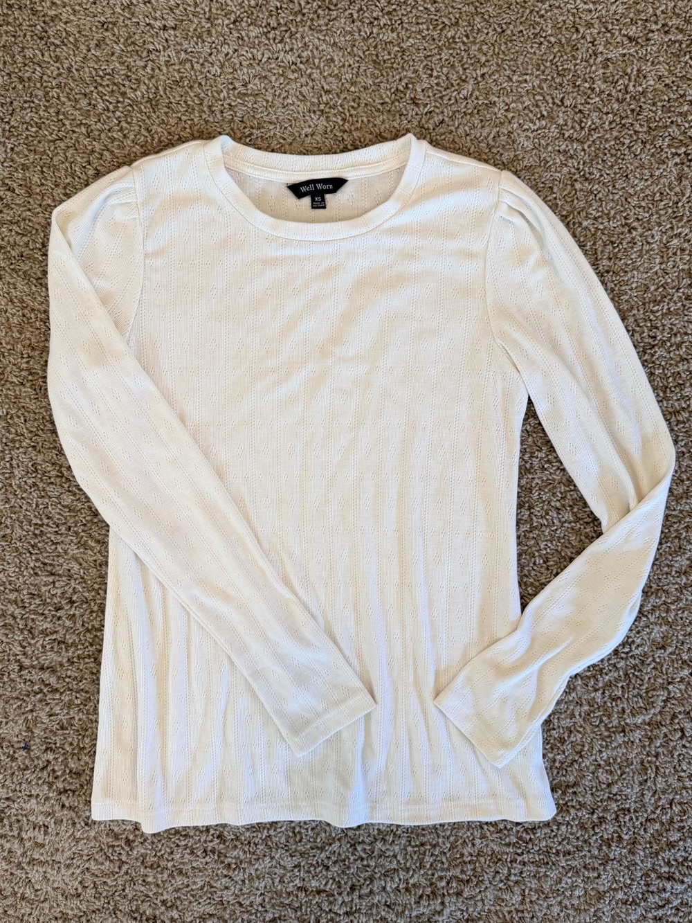 Well Worn White Long Sleeve Crewneck Top